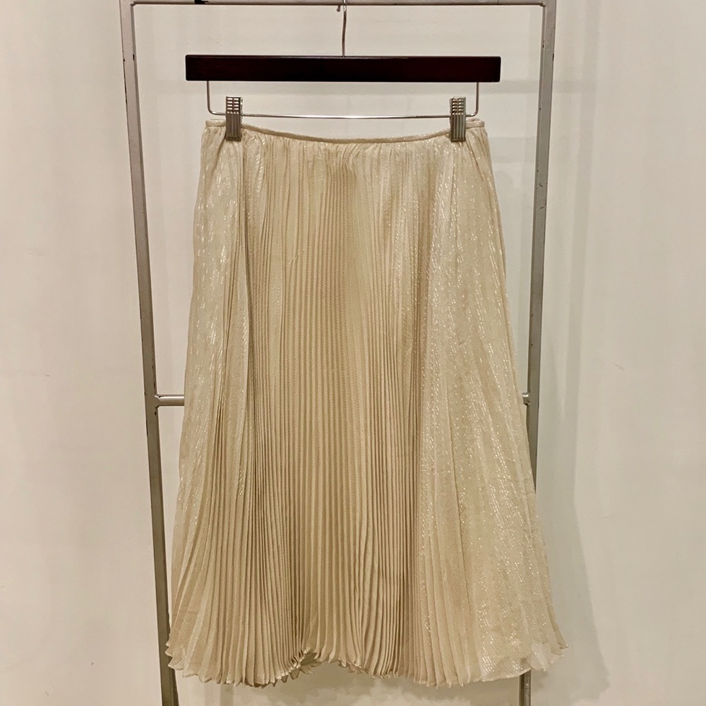 Carmen Marc Valvo Collection Silk Metallic Skirt